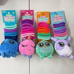 FOUR fuzzy squishy hair cord sets